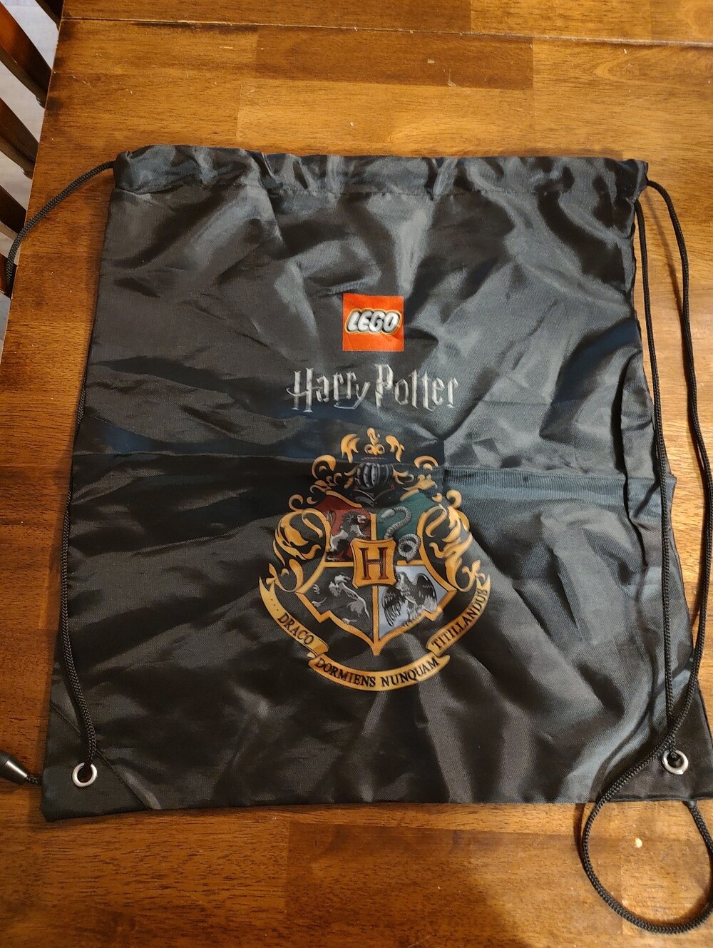 Lego Harry Potter Black Drawstring Backpack with Hogwarts Crest